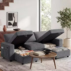Dyonery Divano Letto Reclinabile, Chaise Longue con Contenitore, Tasche Laterali, Porte USB, in Velluto a Coste