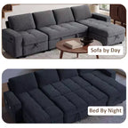 Dyonery Divano Letto Reclinabile, Chaise Longue con Contenitore, Tasche Laterali, Porte USB, in Velluto a Coste