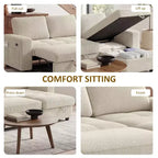 Dyonery Divano Letto Reclinabile, Chaise Longue con Contenitore, Tasche Laterali, Porte USB, in Velluto a Coste