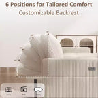 Dyonery Divano Letto Reclinabile, Chaise Longue con Contenitore, Tasche Laterali, Porte USB, in Velluto a Coste