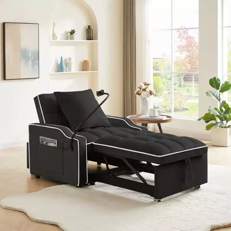 Poltrona convertibile 3 in 1, divano letto con schienale regolabile, supporto per telefono, USB e Type-C - ModernLuxe