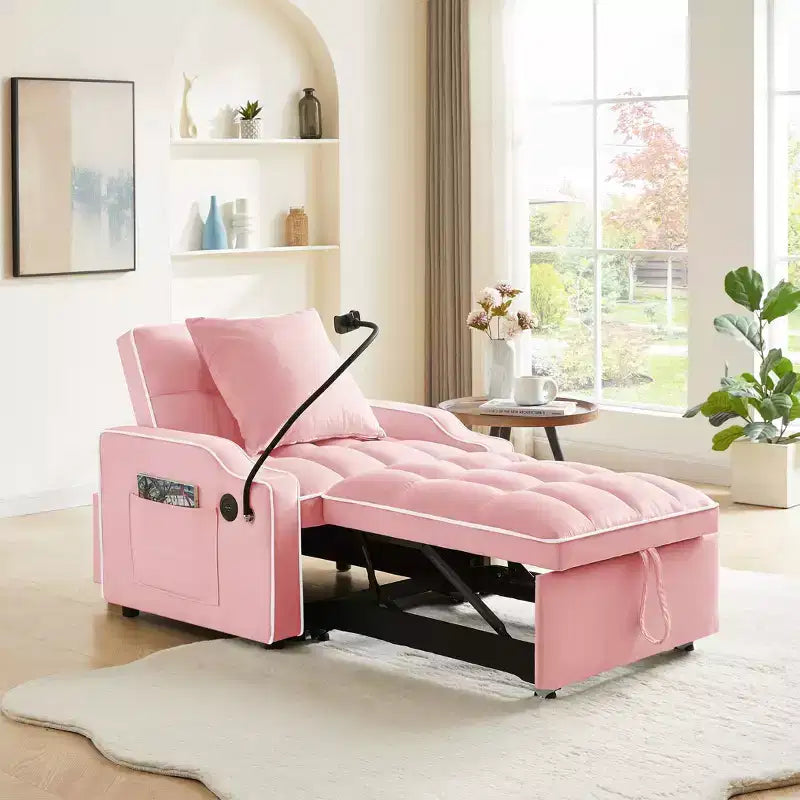 Poltrona convertibile 3 in 1, divano letto con schienale regolabile, supporto per telefono, USB e Type-C - ModernLuxe