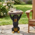 Christopher Knight Home Hendra Modern Patio Lightweight Concrete Pedestal Side Table with Dog Statue Design