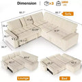 Dyonery 80-inch 5-person seat Combination-style sofa, featuring adjustable backrest and storage space, no assembly required - corduroy