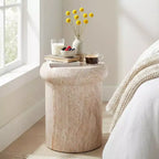 Tavolino rotondo da esterno e interno ModernLuxe, tavolino decorativo in MGO resistente alle intemperie, porta piante da giardino, nessun montaggio