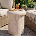 Round Patio End Table Indoor&Outdoor Side Table, MGO Weather Resistant Decorative Accent Table Garden Plant Stand, No Assembly - ModernLuxe