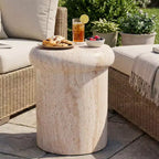 Round Patio End Table Indoor&Outdoor Side Table, MGO Weather Resistant Decorative Accent Table Garden Plant Stand, No Assembly - ModernLuxe