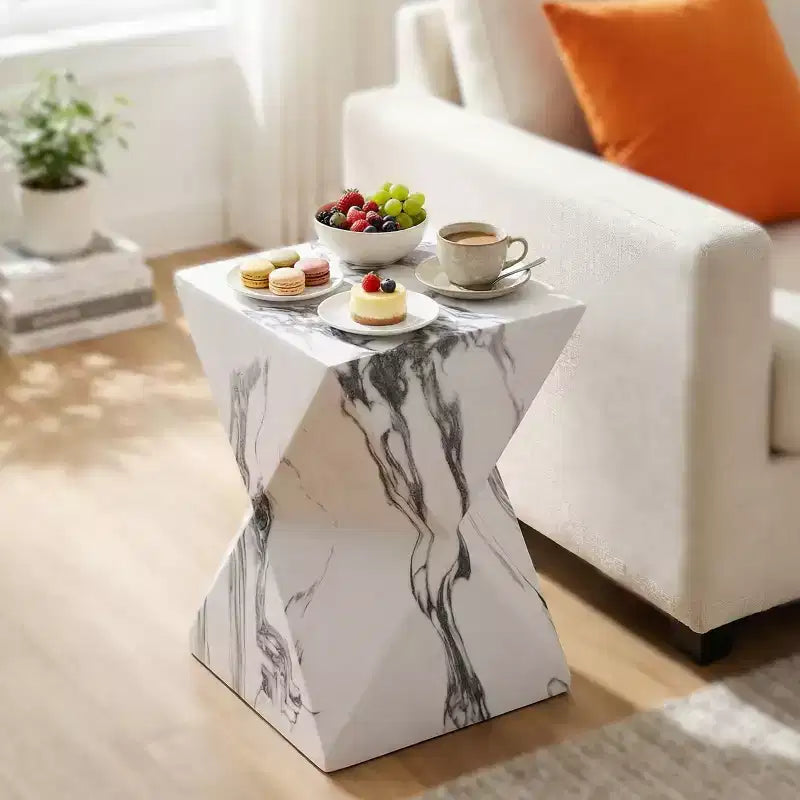 Tavolino da Esterno/Interno Geometrico ModernLuxe, Resistente alle Intemperie in MGO, Decorativo, per Piante, Nessun Montaggio