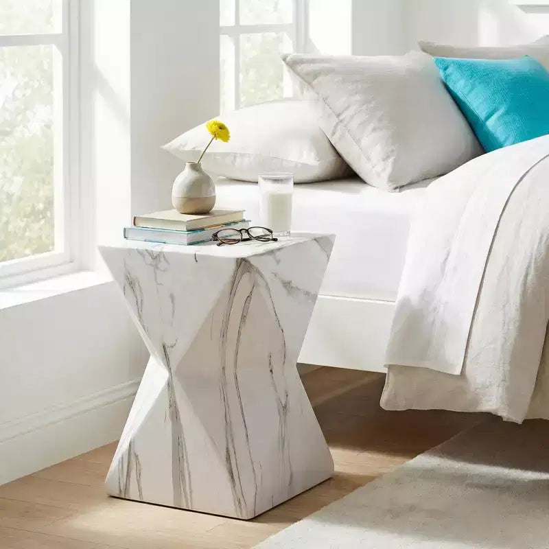 Tavolino da Esterno/Interno Geometrico ModernLuxe, Resistente alle Intemperie in MGO, Decorativo, per Piante, Nessun Montaggio