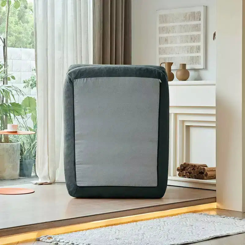 MAYEERTY Beige Fauteuil-lit Pliant 2 en 1 Nuage Velours Côtelé Lavable Petit Espace Canapé