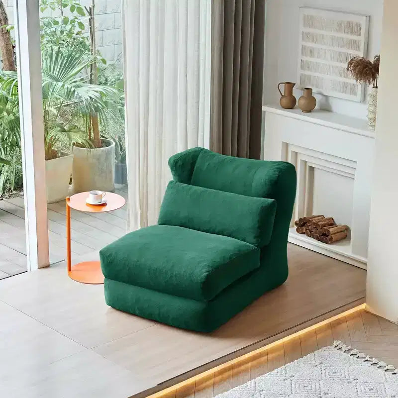 MAYEERTY Beige Fauteuil-lit Pliant 2 en 1 Nuage Velours Côtelé Lavable Petit Espace Canapé