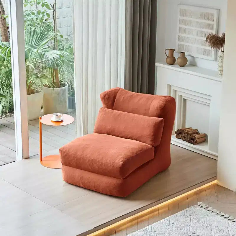MAYEERTY Beige Fauteuil-lit Pliant 2 en 1 Nuage Velours Côtelé Lavable Petit Espace Canapé