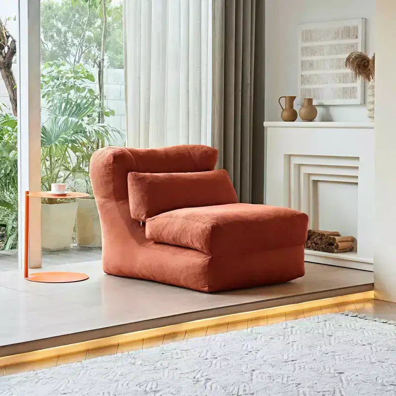 MAYEERTY Beige Fauteuil-lit Pliant 2 en 1 Nuage Velours Côtelé Lavable Petit Espace Canapé