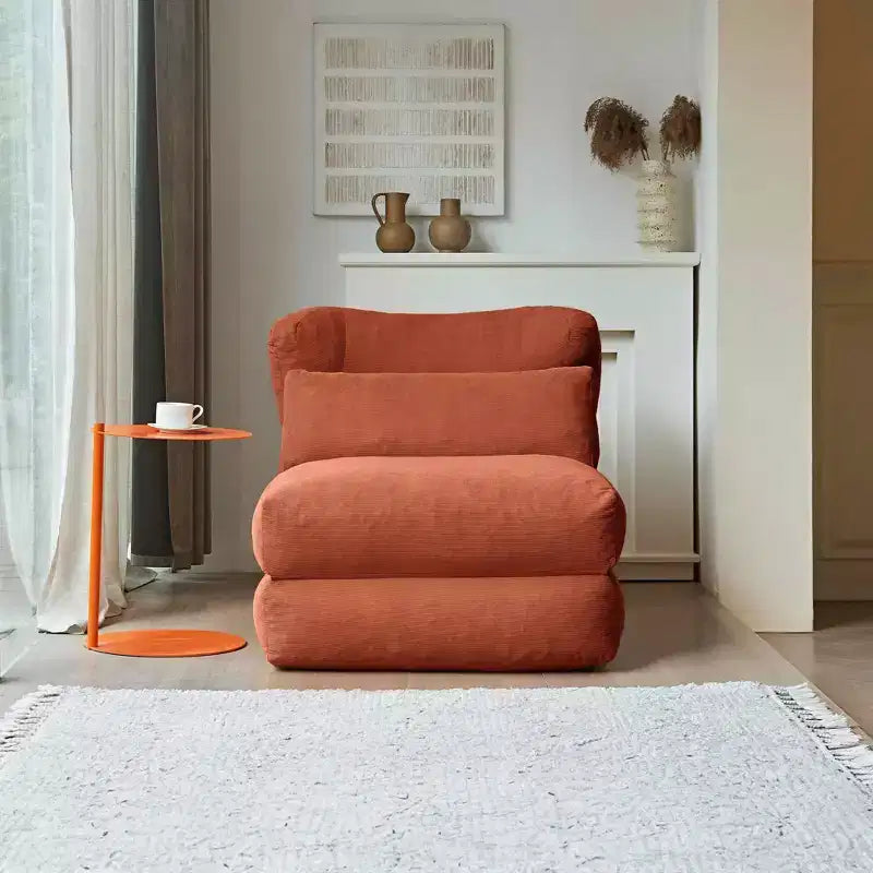 MAYEERTY Beige Fauteuil-lit Pliant 2 en 1 Nuage Velours Côtelé Lavable Petit Espace Canapé