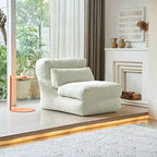 MAYEERTY Beige Fauteuil-lit Pliant 2 en 1 Nuage Velours Côtelé Lavable Petit Espace Canapé