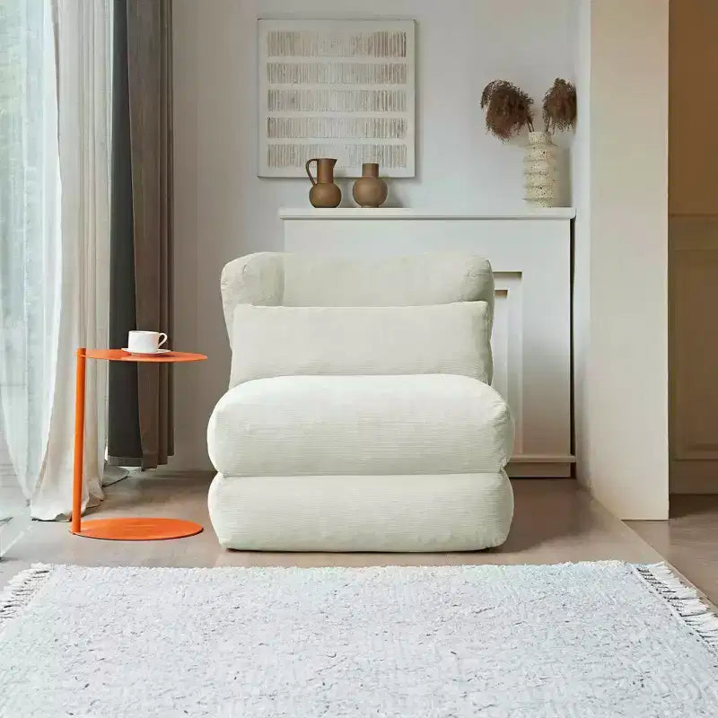 MAYEERTY Beige Fauteuil-lit Pliant 2 en 1 Nuage Velours Côtelé Lavable Petit Espace Canapé