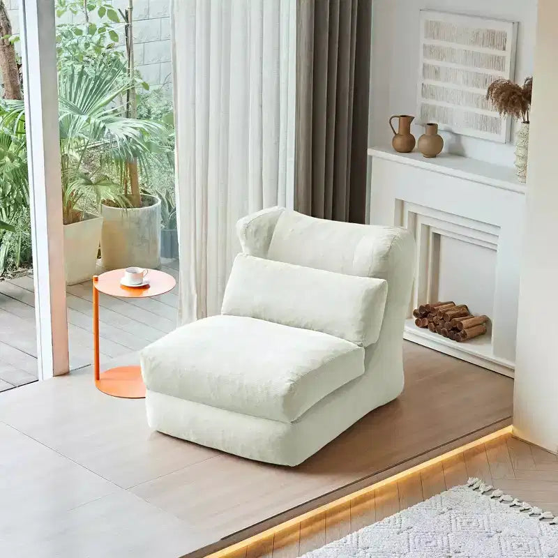 MAYEERTY Beige Fauteuil-lit Pliant 2 en 1 Nuage Velours Côtelé Lavable Petit Espace Canapé