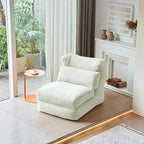 MAYEERTY Beige Fauteuil-lit Pliant 2 en 1 Nuage Velours Côtelé Lavable Petit Espace Canapé