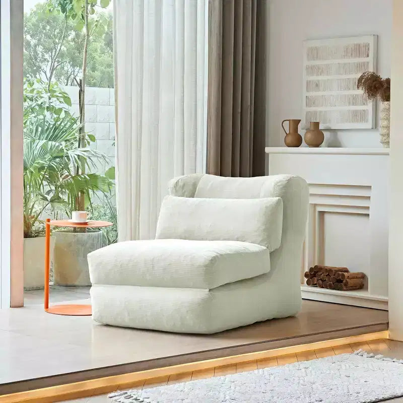 MAYEERTY Beige 2-in-1 Foldable Cloud Sleeper Chair Corduroy Washable Small Space Sofa