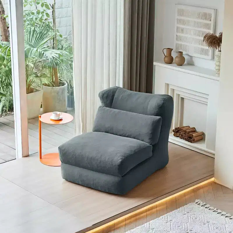 MAYEERTY Beige Poltrona Letto Pieghevole 2-in-1 Nuvoletta in Velluto a Coste Lavabile Salvaspazio