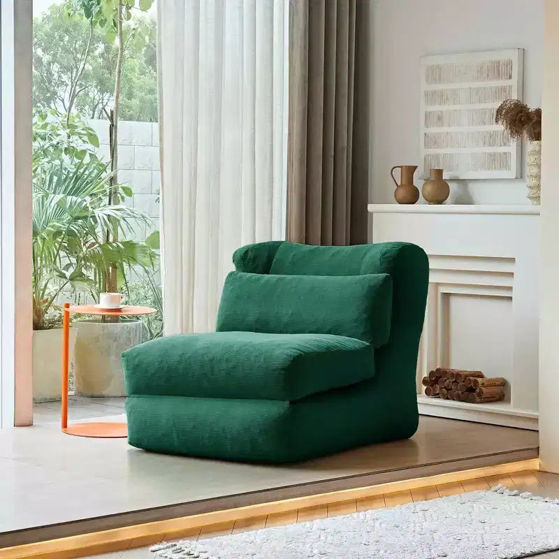 MAYEERTY Beige Poltrona Letto Pieghevole 2-in-1 Nuvoletta in Velluto a Coste Lavabile Salvaspazio