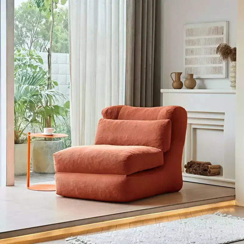 MAYEERTY Beige Poltrona Letto Pieghevole 2-in-1 Nuvoletta in Velluto a Coste Lavabile Salvaspazio