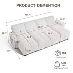 Divano componibile Dyonery Sleeper con letto estraibile, chaise longue contenitore, schienale regolabile e USB, ciniglia