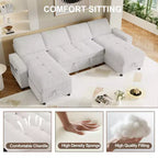 Divano componibile Dyonery Sleeper con letto estraibile, chaise longue contenitore, schienale regolabile e USB, ciniglia