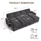 Divano componibile Dyonery Sleeper con letto estraibile, chaise longue contenitore, schienale regolabile e USB, ciniglia