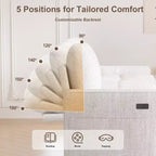 Divano componibile Dyonery Sleeper con letto estraibile, chaise longue contenitore, schienale regolabile e USB, ciniglia