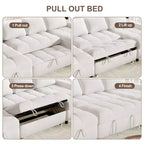 Divano componibile Dyonery Sleeper con letto estraibile, chaise longue contenitore, schienale regolabile e USB, ciniglia