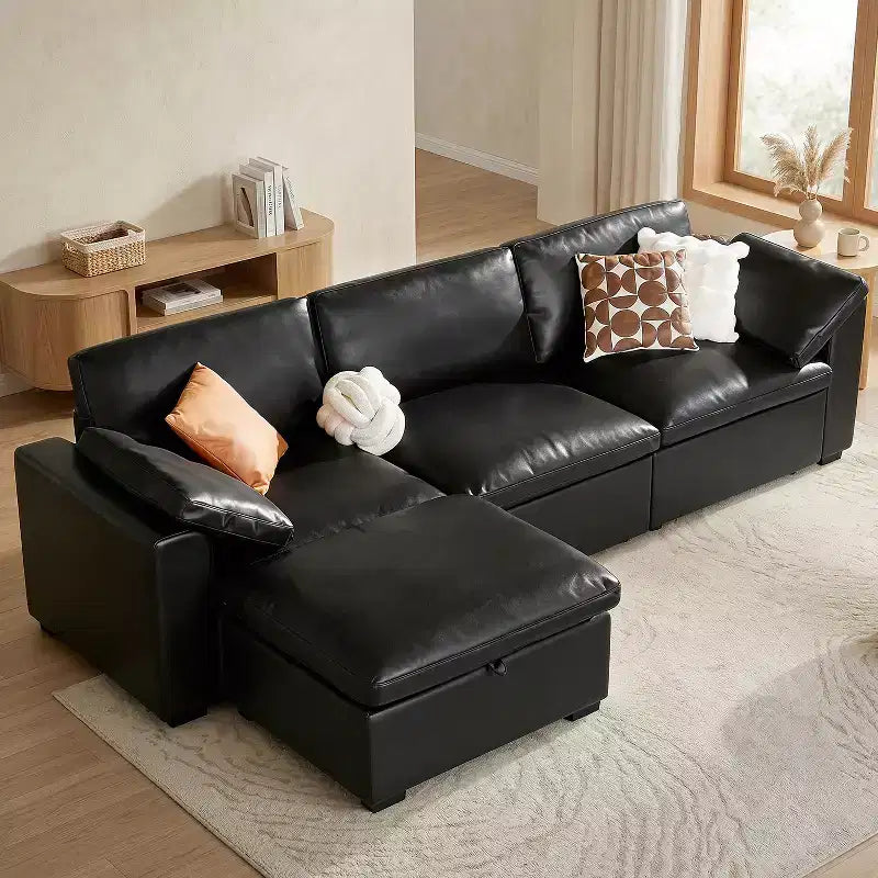 Dyonery Divano Sezionale Modulare Cloud Oversize, a L e a U e Divano Letto con Pouf Contenitore, Seduta Profonda