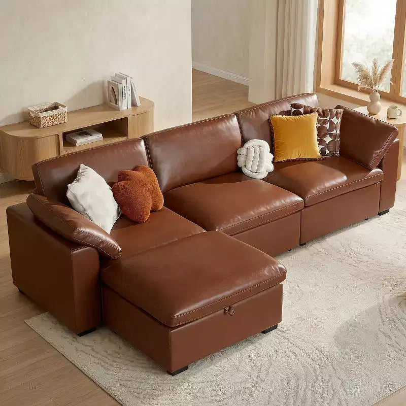 Dyonery Divano Sezionale Modulare Cloud Oversize, a L e a U e Divano Letto con Pouf Contenitore, Seduta Profonda