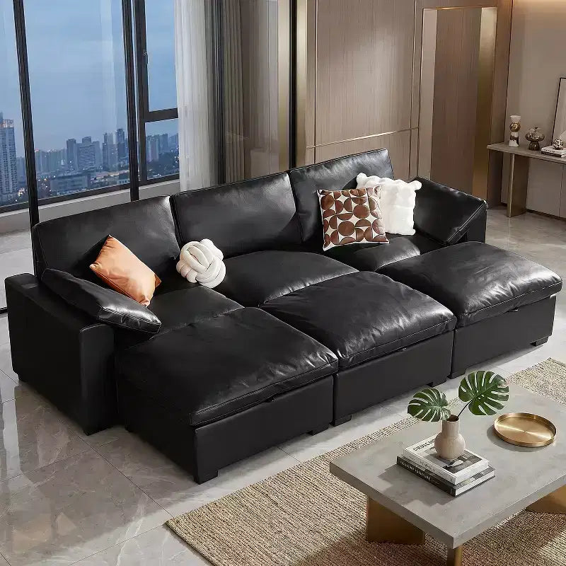 Dyonery Divano Sezionale Modulare Cloud Oversize, a L e a U e Divano Letto con Pouf Contenitore, Seduta Profonda
