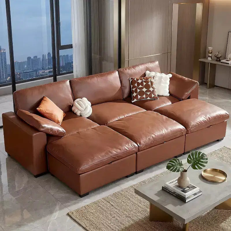 Dyonery Divano Sezionale Modulare Cloud Oversize, a L e a U e Divano Letto con Pouf Contenitore, Seduta Profonda