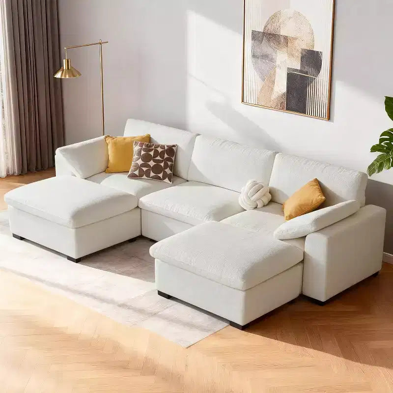 Dyonery Divano Sezionale Modulare Cloud Oversize, a L e a U e Divano Letto con Pouf Contenitore, Seduta Profonda
