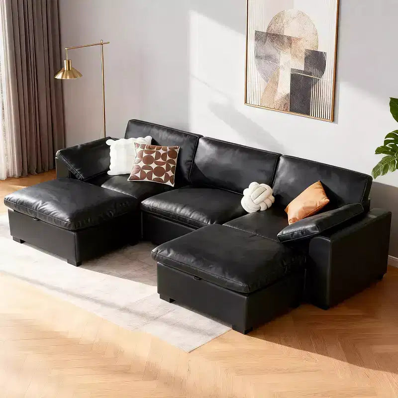Dyonery Divano Sezionale Modulare Cloud Oversize, a L e a U e Divano Letto con Pouf Contenitore, Seduta Profonda