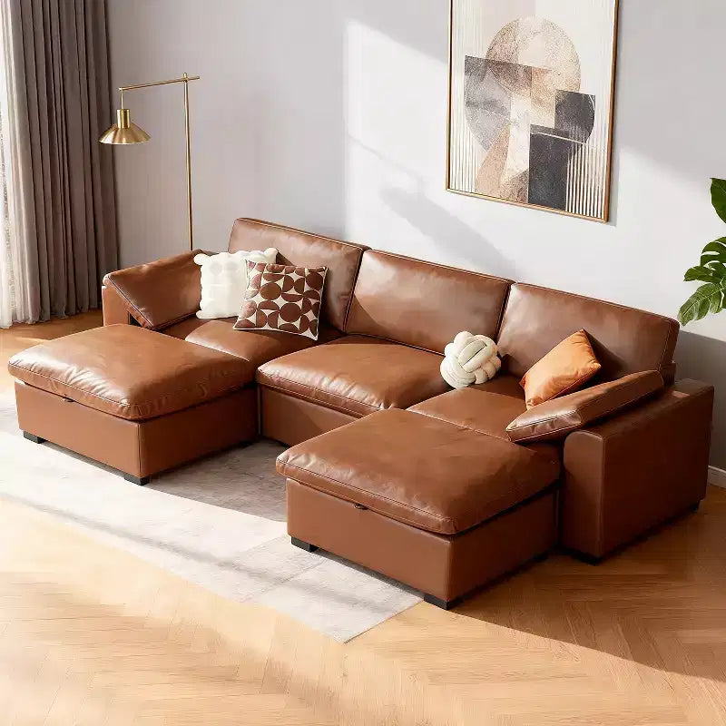 Dyonery Divano Sezionale Modulare Cloud Oversize, a L e a U e Divano Letto con Pouf Contenitore, Seduta Profonda