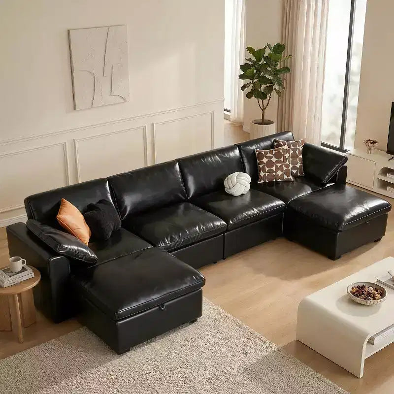 Dyonery Divano Sezionale Modulare Cloud Oversize, a L e a U e Divano Letto con Pouf Contenitore, Seduta Profonda