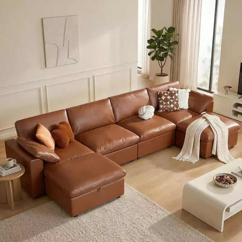 Dyonery Divano Sezionale Modulare Cloud Oversize, a L e a U e Divano Letto con Pouf Contenitore, Seduta Profonda
