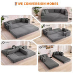 Canapé futon moderne en velours côtelé de 79 po pour petits espaces, canapé-lit convertible 5 en 1 avec accoudoirs et oreillers amovibles