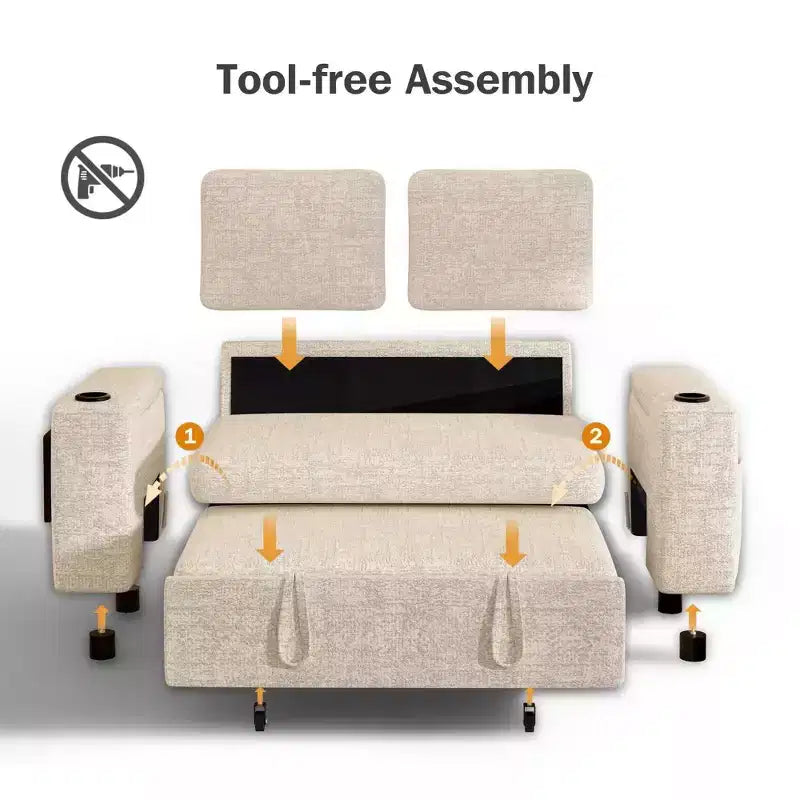Dyonery 65.5 Divano Letto Trasformabile 4 in 1 con Schienali Regolabili, Ricarica USB e Type-C, Portabicchieri, Tasche Laterali, Montaggio Senza Attrezzi, Verde