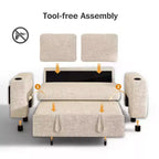 Dyonery 65.5 Divano Letto Trasformabile 4 in 1 con Schienali Regolabili, Ricarica USB e Type-C, Portabicchieri, Tasche Laterali, Montaggio Senza Attrezzi, Verde