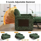 Dyonery 65.5 Divano Letto Trasformabile 4 in 1 con Schienali Regolabili, Ricarica USB e Type-C, Portabicchieri, Tasche Laterali, Montaggio Senza Attrezzi, Verde