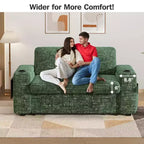 Dyonery 65.5 Divano Letto Trasformabile 4 in 1 con Schienali Regolabili, Ricarica USB e Type-C, Portabicchieri, Tasche Laterali, Montaggio Senza Attrezzi, Verde