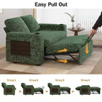 Dyonery 65.5 Divano Letto Trasformabile 4 in 1 con Schienali Regolabili, Ricarica USB e Type-C, Portabicchieri, Tasche Laterali, Montaggio Senza Attrezzi, Verde