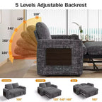 Dyonery 65.5 Divano Letto Trasformabile 4 in 1 con Schienali Regolabili, Ricarica USB e Type-C, Portabicchieri, Tasche Laterali, Montaggio Senza Attrezzi, Verde