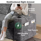 Dyonery 65.5 Divano Letto Trasformabile 4 in 1 con Schienali Regolabili, Ricarica USB e Type-C, Portabicchieri, Tasche Laterali, Montaggio Senza Attrezzi, Verde