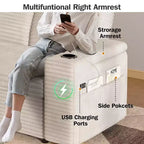 Dyonery 65.5 Divano Letto Trasformabile 4 in 1 con Schienali Regolabili, Ricarica USB e Type-C, Portabicchieri, Tasche Laterali, Montaggio Senza Attrezzi, Verde