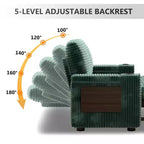 Dyonery 65.5 Divano Letto Trasformabile 4 in 1 con Schienali Regolabili, Ricarica USB e Type-C, Portabicchieri, Tasche Laterali, Montaggio Senza Attrezzi, Verde